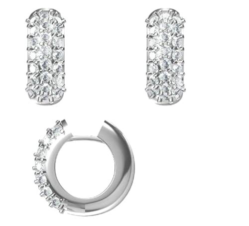 14k White Gold Round Pave 0.90ct Diamond Huggie Hoop Earrings For Women Gifts