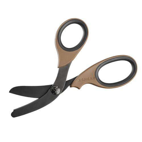 XShear 7.5” Extreme Duty Trauma Shears - Black Titanium Coated Blades, The perfect scissors for the Paramedic, EMT, Nurse or any Emergency Healthcare Provider (Coyote Brown)