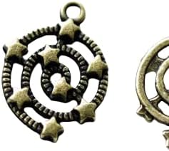 Spiral Galaxy Star Antique Bronze Filigree Universe Charms Pendants 15x21mm Set of 14 (CB077)