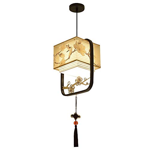 Lustre tissu style chinois pour salon japonais et balcon charmant E27