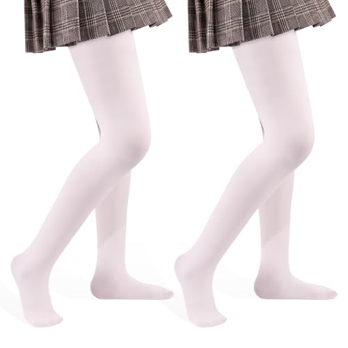 Image of 2 Pack Girls Tights Dance Tights Ballet Girls School uniform Footed Leggings Stockings for Kids 1-13 Years