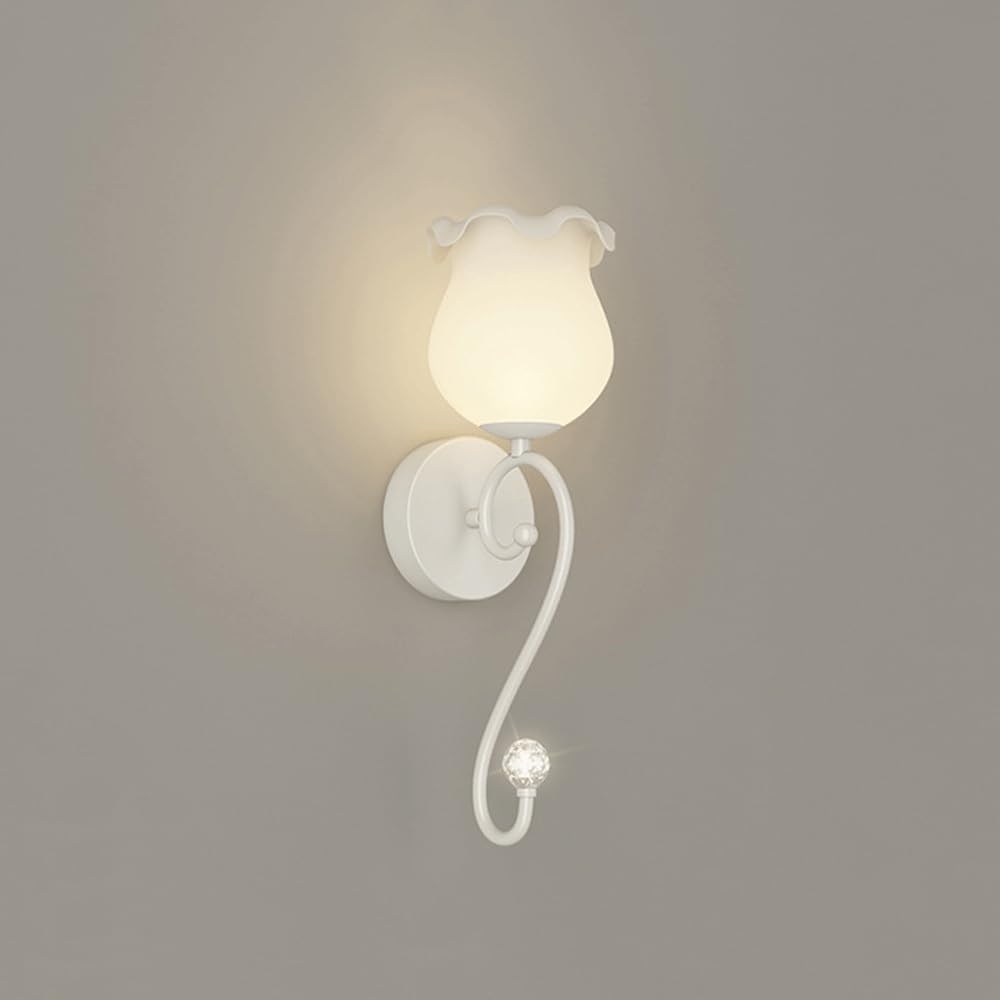 KXEcoLife Glass Wall Sconce Flower Shaped Lamp Shade Modern Mount Light, Nordic Sconces Lighting Fixtures E27 Headboard Lamps For Living Room Bedroom