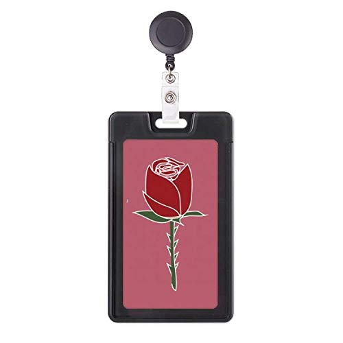 Enrouleur porte-badge rétractable avec oeillet rouge et motif fleuri élégant