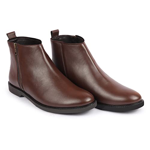 Image of FAUSTO Mens High Ankle Zipper Closure Chelsea Boots | Winter Riding Formal & Casual Style Shoes For Denim Outfits