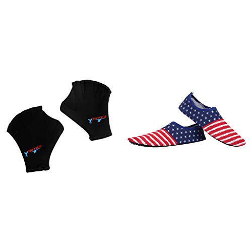 Luvas de mergulho com teia de mergulho da Menolana e 1 par de meias de surfe para piscina e água