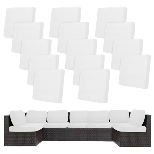 Image of 14Pcs Stretch Patio Cushion Covers,Outdoor Couch Covers Replacement,Outdoor Couch & Sofa Slipcovers,for Patio Furniture Cushion Covers,Washable Reusable Furniture Protector (Jade White,Cover Only)