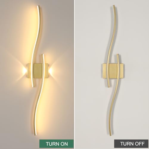 Apliques pared interior LED Goeco de 89cm y lámpara dorada regulable con mando 5
