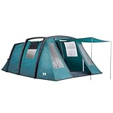 Trail Brazen 6 Man Inflatable Air Tent, Family Tunnel Camping Tent, 5000mm Waterproof, Dark Zone Bedroom, Living Area, King Pole Canopy, Removable Groundsheet, Bag & Pump (L500cm x W380cm x H210cm)