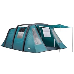 Trail Brazen 6 Man Inflatable Air Tent, Family Tunnel Camping Tent, 5000mm Waterproof, Dark Zone Bedroom, Living Area, King Pole Canopy, Removable Groundsheet, Bag & Pump (L500cm x W380cm x H210cm)