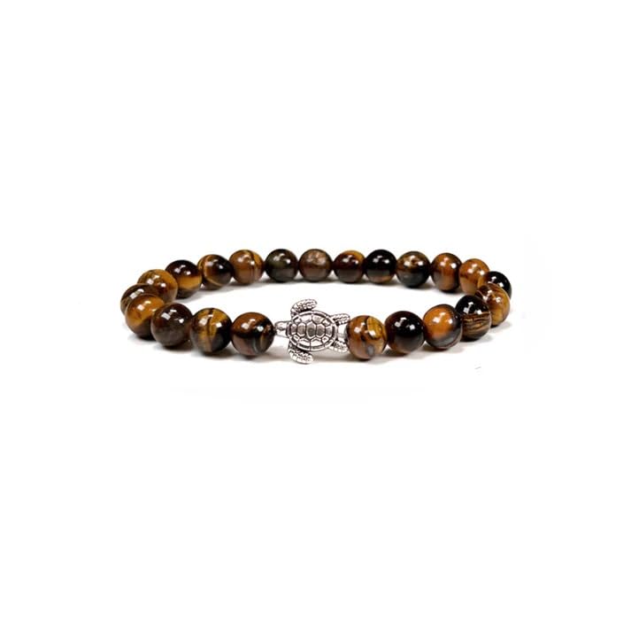Natural Multi Stone emstone Men Beaded Bracelet Holite, Tiger Eye, Black Onyx, Lava, (TIGER EYE WITH TURTOISE)-image-18