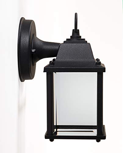 Coramdeo Outdoor 2 Pack Led Wall Sconce Light For Porch, Patio, Barn And More, Wet Location, Built In Led Gives 75W Of Light, 800 Lumens, 3K, Durable Cast Aluminum With Black Finish & Beveled Glass #TOP2
