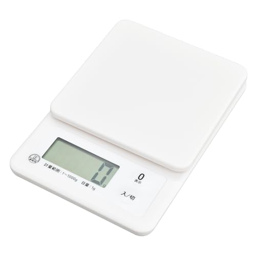 オーム(OHM) キッチンスケール はかり 料理用 クッキングスケール 最大1kg 1g単位 計り デジタル ホワイト おしゃれ COK-S101-W 08-1454 オーム電機