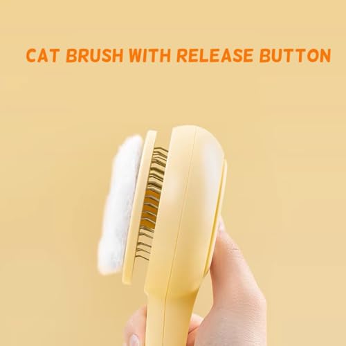 Image of Cat Brush with Release Button, Self Cleaning Cat Hair Grooming Brush for Shedding for Indoor Dogs Pets