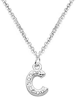 S925 Silver A-Z 26 Initial Crystal Pendant Chain Choker Necklace For Women Lady Girl