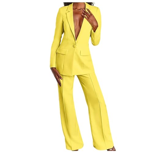 2 Piece Pant Suits for Women Dressy Business Casual Outfits Office Work Suit Set Professional Blazer Pant Suits Set