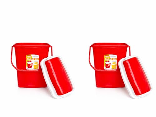 Image of ARISTO Plastic Swing Lid Garbage Dustbin 16 LTR Combo (Red /Red)