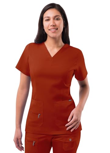 Adar Pro Scrubs haut col V femme, P4212, Red Ochre, S