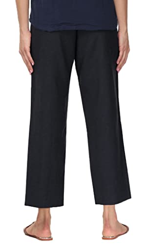 Soojun Women's Linen Blend Drawstring Wide Leg Cropped Pant3