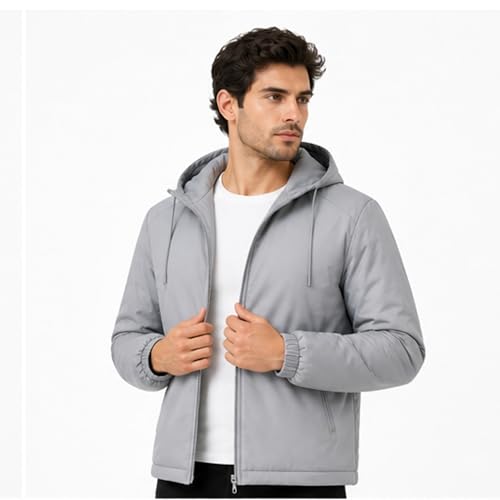 Image of Rain Jacket for Men Waterproof for Bike Riders with Adjustable Hood Along with Inner Pockets,Waterproof Raincoat with Polyester Jacket, Zipper Pockets & Elastic Cuffs For Bike, Travel & Daily Wear