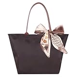 HTTDSLF Sac à Main Cabas Femme, Sacs Bandoulière Grande Capacité, Pliable Sac Cabas Femmes Sacs de Cours Lycée Fille, pour le Travail, les Voyages et l'École (Brun Foncé, Moyen)