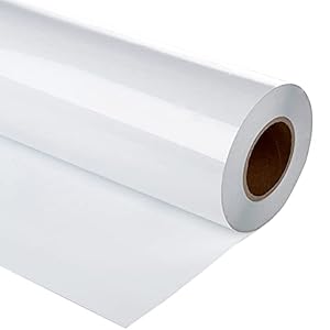Guangyintong Heat Transfer Vinyl HTV Rolls, 12″ x 12ft White Iron-on for T-Shirts, Matte Surface HTV for All Cutter Machines, Easy to Cut & Weed for DIY Design