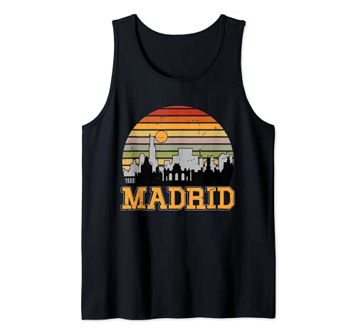 Madrid Retro Vintage Souvenir Skyline Madrid Camiseta sin Mangas