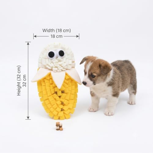 Image of Snuffle Mat for Dogs, Interactive Feeding Mat for Boredom and Slow Eating, Nosework Training Puzzle Toy for Dogs and Puppies, 18x32 CM, Travel Use (Banana Fun)