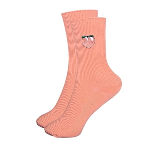 Tindo Fruit Socks Lot de 1 paire de chaussettes colorées avec motif amusant en coton pour homme et femme Chaussettes à motif Taille unique 36-43, Pêche rose, 36-43 Tindo Fruit Socks Lot de 1 paire de chaussettes colorées avec motif amusant en coton pour homme et femme Chaussettes à motif Taille unique 36-43, Pêche rose, 36-43