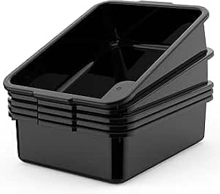 Meridian Commercial Plastic Bus Box/Tote Box, Bus Tub/Wash Basin Black, Set of 3