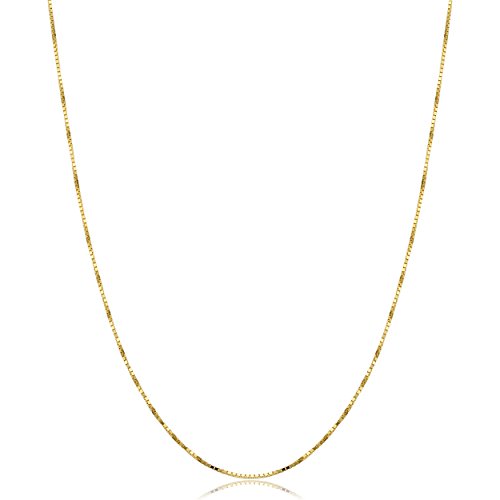 Kooljewelry Solid 10k Yellow Gold Box Chain Necklace (0.7 mm, 16 inch)