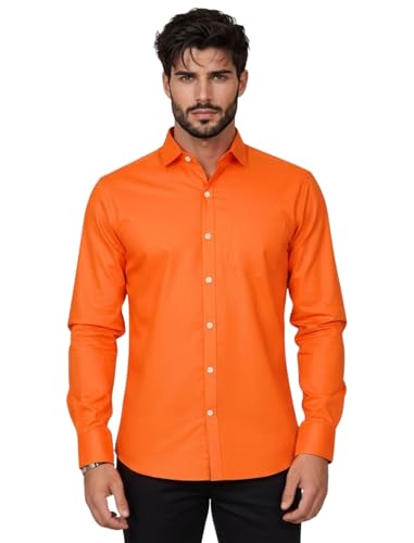 Image of Full Sleeve Black Formal Shirt for Men Cotton Regular Fit Casual - Pure Premium Branded Shirts for Men Formal Stylish Slim Plain Solid Man Wear as Office and Party