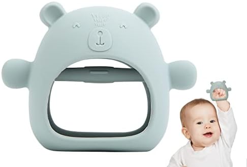 Bear Mitten Baby Teether, Anti-Drop Teething Toy for Babies 3+ Months, Silicone Teether for Baby Teething Relief, Infant Toy for Sucking Needs, BPA Free(Blue)
