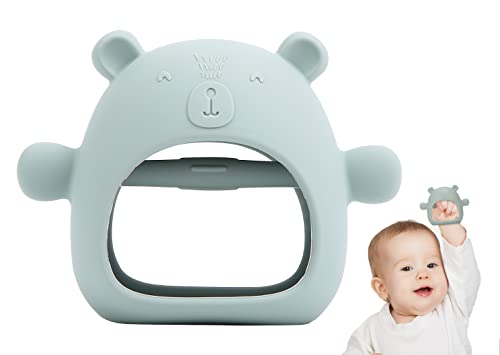Image of Bear Mitten Baby Teether, Anti-Drop Teething Toy for Babies 3+ Months, Silicone Teether for Baby Teething Relief, Infant Toy for Sucking Needs, BPA Free(Blue)