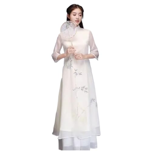 Robe de fée chinoise fluide pour rester fraîche en été blanc