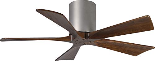 Matthews IR5H-BN-WA-42 Irene Indoor/Outdoor Damp Location 42" Hugger Ceiling Fan with Remote & Wall Control, 5 Wood Blades, Brushed Nickel