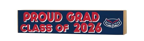 KH Sports Fan Florida Atlantic Owls Class of 2026 Wood Block Sign, Graduation Decor, 3x13 Inches, Blue
