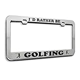 Speedy Pros Metal License Plate Frame Rather Be Golfing Golf Metal Tag Holder Car Accessories Chrome 2 Holes 1 Frame