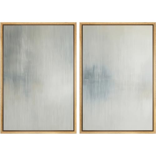 SIGNFORD Framed Canvas Print Wall Art Set Soft Gray and