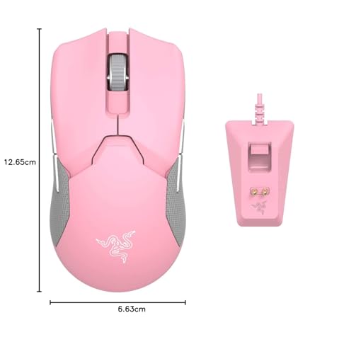 Mouse Gamer Sem Fio Razer Viper Ultimate c/Dock 8 botões 20000DPI, Quartz Rosa, RZ.MO.VP.05.RT glide