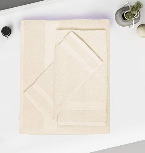 GLAMBURG Ultra Soft 8-Piece Towel Set - 100% Pure Ringspun Cotton, Contains 2 Oversized Bath Towels 27x54, 2 Hand Towels 16x28, 4 Wash Cloths 13x13 - Ideal for Everyday use, Hotel & Spa - Ivory Cream