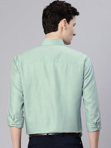 Image of Majestic Man Men's Solid Cotton Blend Textured Wrinkle-Resistant Slim Fit Easy Iron Formal Shirt
