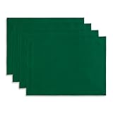 Solino Home Linen Placemats Set of 4 - Christmas Green Placemats 14 x 19 Inch - 100% Pure Linen Table Place Mats - Fete