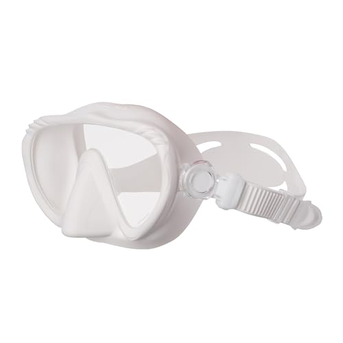 SCUBAPRO Ghost Máscara de Buceo, Diseño sin armazón y bajo volumen con lente única Ultra Clear, falda de silicona y hebillas ajustables, Blanco miniatura 3