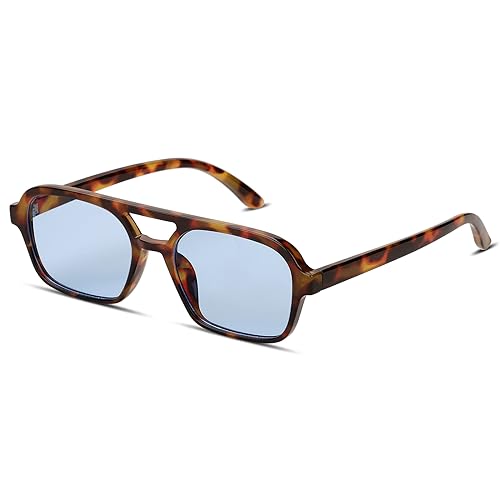 Vintage 70s Sunglasses for Women Men Retro Square Aviator Sun Glasses