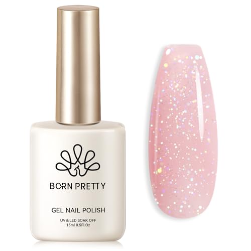 Born Pretty Jelly Gel Nail Polish Jelly Glitter Pink Gel Polish H...