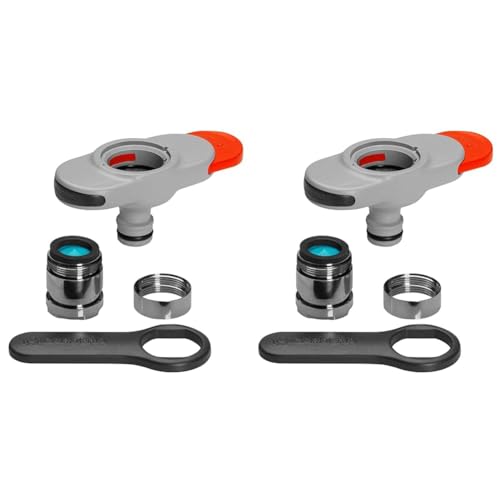 Gardena tap Connector for Indoor taps: Connection for Indoor taps, Including Adapter for Aerator Head, Spanner for Easy Fitting, for Kitchen and Bathroom (18210-20) (Pack of 2)