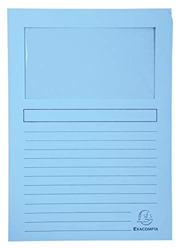 Exacompta 50450E 10er Pack Fenstermappen Super PEFC zertifiziert Karton 160g/m² praktisch und robust für DIN A4 farbig sortiert Dokumentenmappe Einschlagmappe