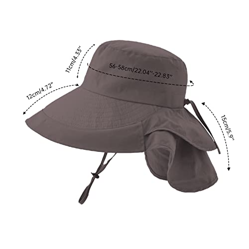 Image of Sun Hats for Women Hiking Fishing Hat Wide Brim Hat with Large Neck Flap Sun Protection Hats for Men and Women
