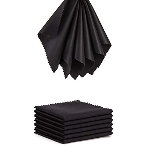 Glasses Cleaning Cloth Microfiber - 12 Pack Eyeglass Wipes Sunglasses Lens Cleaner 5x6 Inch Jewelry Camera Lens Clean Laptop Computer Screen Wipers Black