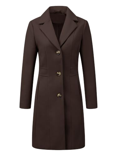 Image of Allegra K Womens Winter Elegant Pea Coat 2026 Single Breasted Long Overcoat | Notch Lapel Collar, Warm, Work Office Trench Coats,Outwear Outfit